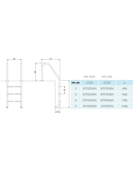 ESCALERA ESTÁNDAR INOX FLEXINOX