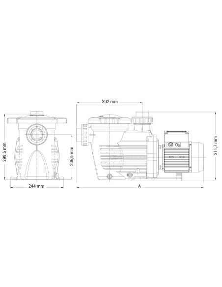 DIMENSIONES BOMBA PISCINA K-FLO HAYWARD