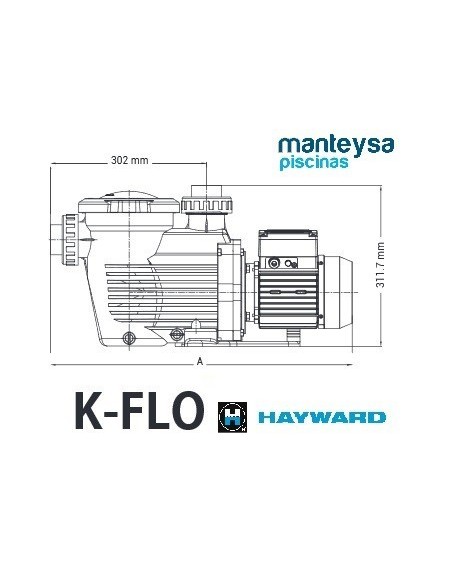 MEDIDAS BOMBA PISCINA K-FLO HAYWARD