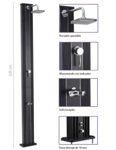 DUCHA SOLAR RECTA ALUMINIO 28 LITROS REF. 530076G 2
