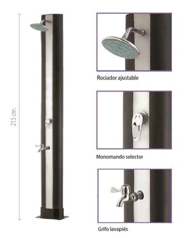 DUCHA SOLAR RECTA ALUMINIO 35 LITROS REF. 500071CG