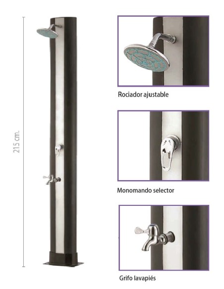 DUCHA SOLAR RECTA ALUMINIO 35 LITROS REF. 500071CG