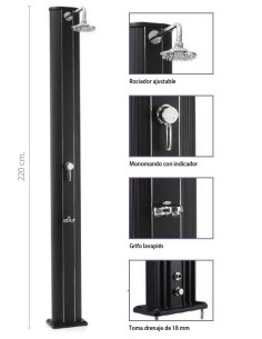 DUCHA SOLAR RECTA ALUMINIO 40 LITROS CON LAVAPIES REF. 530080 2