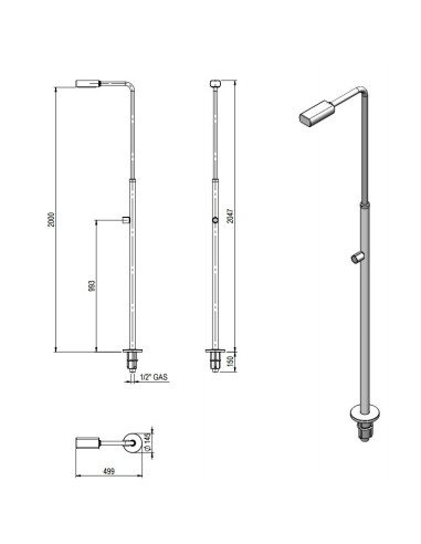 MEDIDAS DUCHA INOX MODELO ANGEL ASTRALPOOL - Ref. 52717 - accesoriospiscinasonline.es