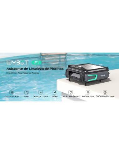 ROBOT LIMPIEZA SUPERFICIE E-TRON F1 SOLAR WYBOT-Manteysa Piscinas