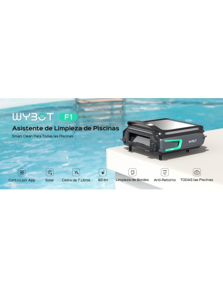 ROBOT LIMPIEZA SUPERFICIE E-TRON F1 SOLAR WYBOT-Manteysa Piscinas